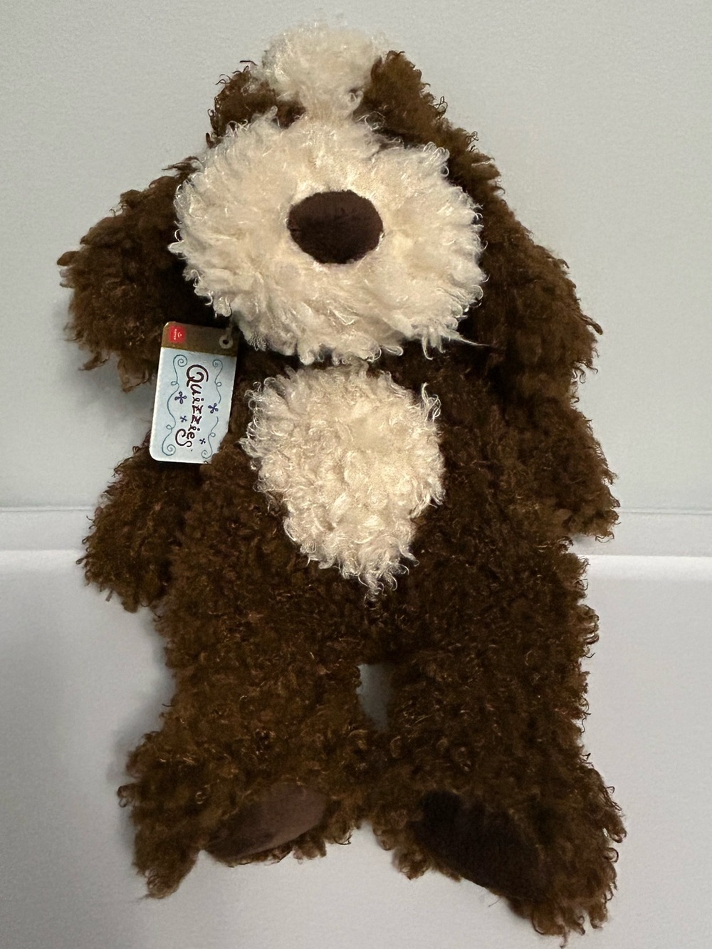 Aurora Quizzies Super Soft Brown & Cream Plush Curly Fur Puppy